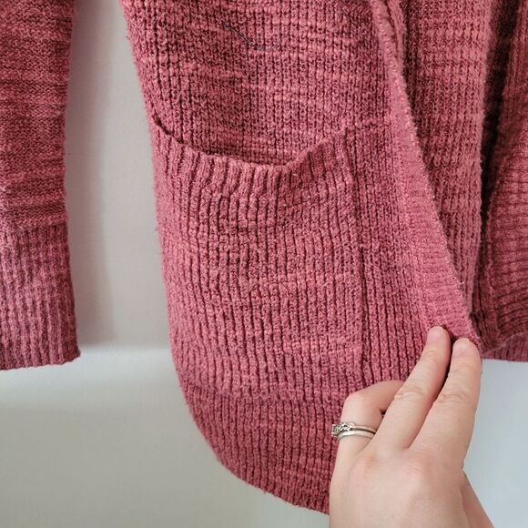 American Eagle Women's Pink Open-Front Sweater Dusty Rose Small Cotton Blend - Picture 5 of 7